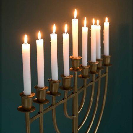Vintiquewise Modern Solid Metal Judaica Hanukkah Menorah 9 Branched Candelabra, Gold Finish Large QI004119.GD.L
